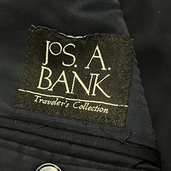 Jos A Bank Suit Jacket Mens 39R Wool Travelers Blue Striped - Picture 7 of 9